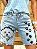 Women's Animal Art Printed Short Jeans