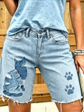 Women's Animal Art Printed Short Jeans
