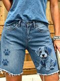Women's Animal Art Printed Short Jeans