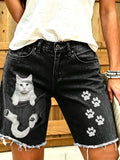 Women's Animal Art Printed Short Jeans