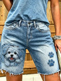 Women's Animal Art Printed Short Jeans