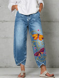  Women's Butterfly Art Print Trousers
