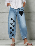 Women's Animal Cat Art Print Trousers
