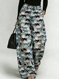 Women's Animal Art Print Wide-Leg Trousers