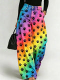 Women's Animal Art Print Wide-Leg Trousers