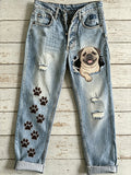 Women's Animal Dog Art Print Flared Trousers