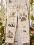 Women's Casual Jeans with Vintage Animal Art Print