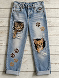 Women's Fun Animals Print Flared Trousers
