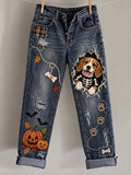 Women's Fun Animals Art Print Pocketing Trousers