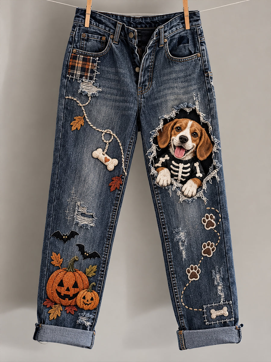 Women's Fun Animals Art Print Pocketing Trousers
