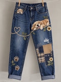 Women's Fun Animals Art Print Pocketing Trousers