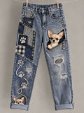 Women's Fun Animals Print Flared Trousers
