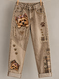 Women's Fun Animals Print Flared Trousers