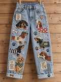 Women's Fun Animals Art Print Flared Trousers