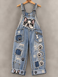 Women's Fun Animal  Art Print Casual Overalls
