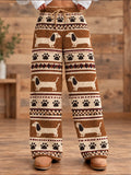 Women's Animal Dog Art Printed Flannel Pants
