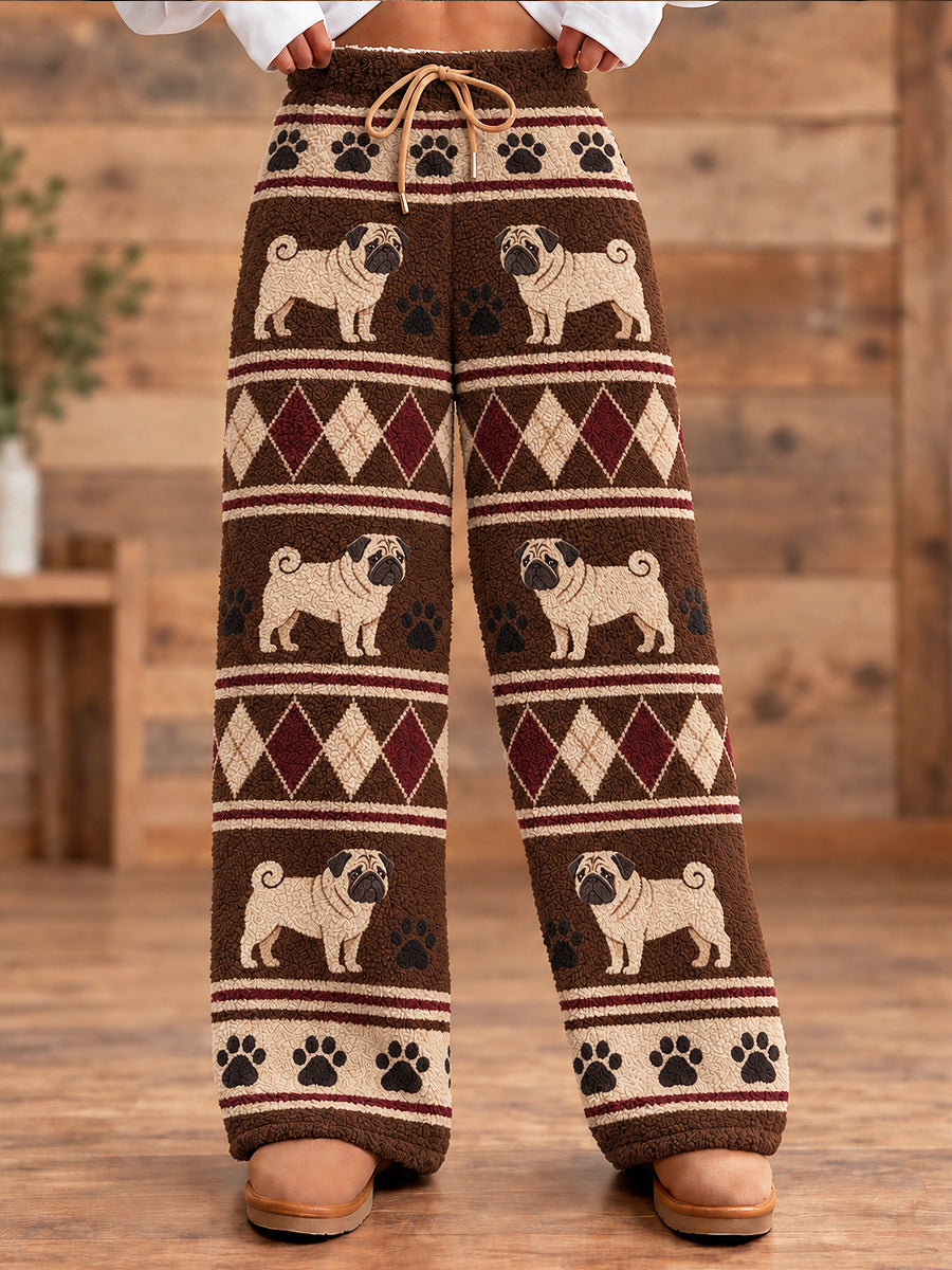 Women's Animal Dog Art Printed Flannel Pants