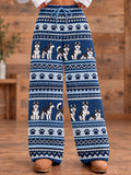 Women's Animal Dog Art Printed Flannel Pants
