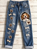 Women's Fun Animals  Art Print Flared Trousers