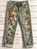 Women's Fun Animals  Art Print Flared Trousers