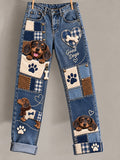 Women's Fun Animals Art Print Flared Trousers