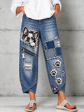 Women's Fun Animals  Art Print Flared Trousers