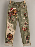 Women's Fun Animal Art Print Flared Trousers