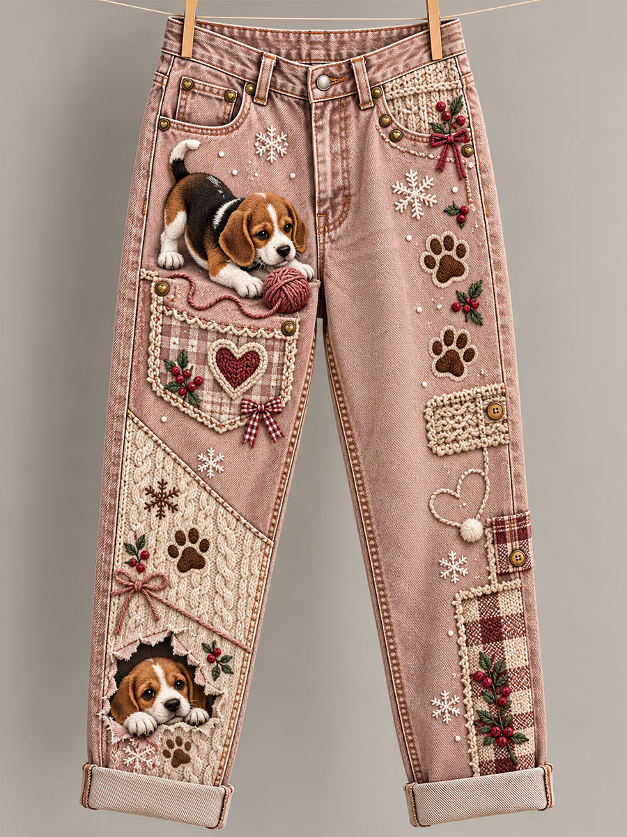 Women's Fun Animal  Art Print Flared Trousers