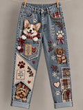 Women's Fun Animal  Art Print Flared Trousers
