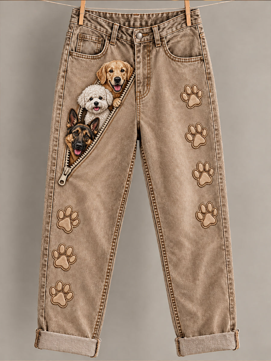 Women's Fun Animal  Art Print Flared Trousers