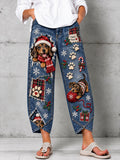 Women's Fun Animal  Art Print Flared Trousers