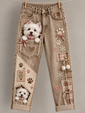 Women's Fun Animal  Art Print Flared Trousers